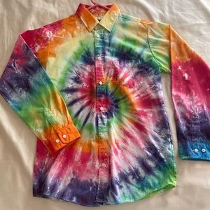 Beautifully Hand Dyed Rainbow Tie Dye Button Down